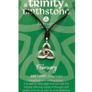 Celtic Trinity Knot Birthstone Adjustable Necklace - February
